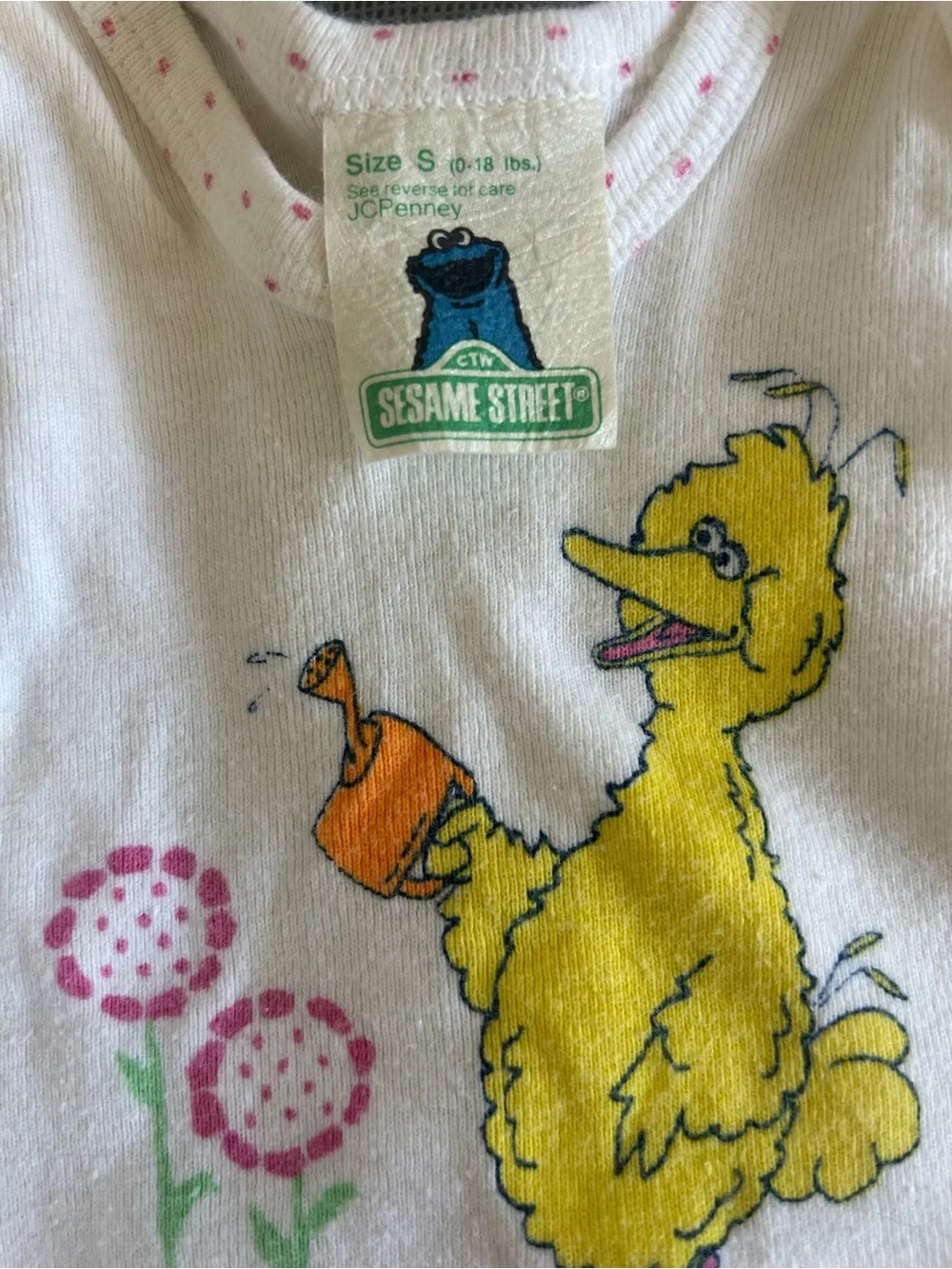 Vintage Sesame Street Big Bird Baby Shirt JCPenney Size S